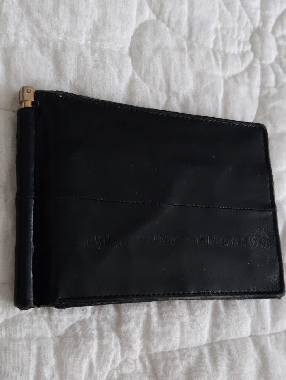 Classic Black Leather Money Clip Wallet